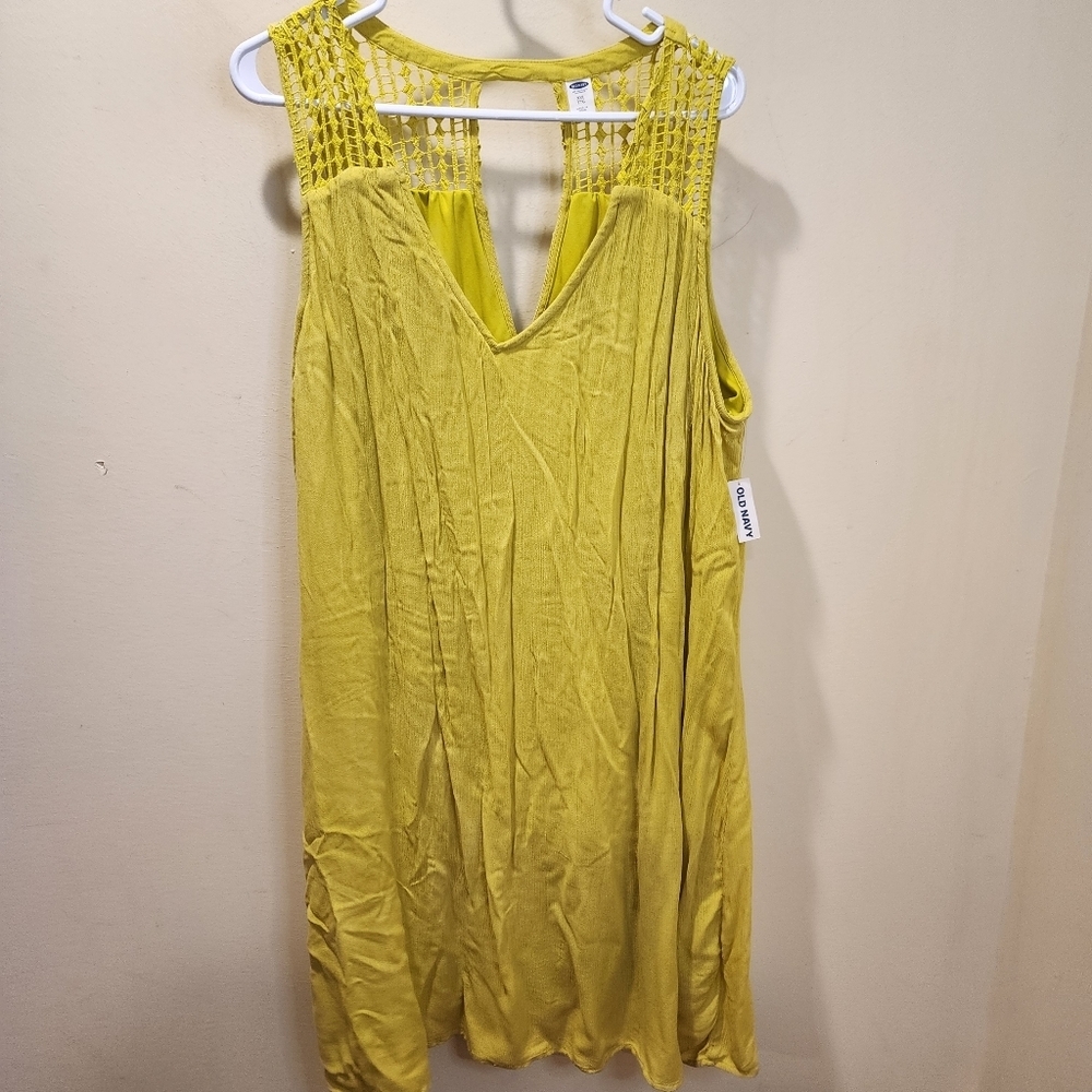 Old Navy Yellow Neon Rayon Plus size Sleevesless midi dress size XXL NWT
